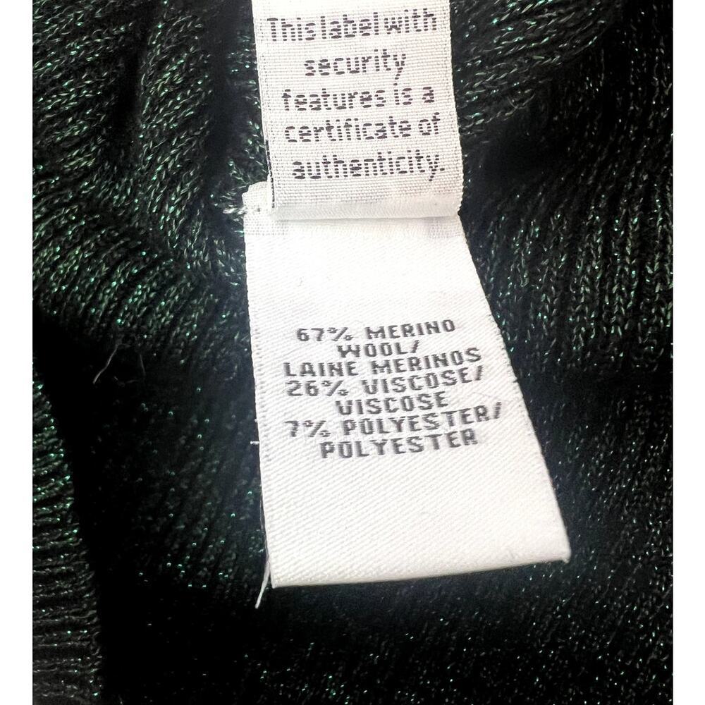 Diane Von Furstenberg Metallic Green Merino Wool Mock Neck Sweater Size Medium - Picture 6 of 8